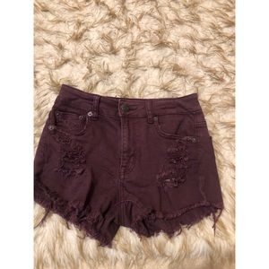 Maroon distressed American Eagle shorts